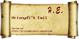 Hrivnyák Emil névjegykártya
